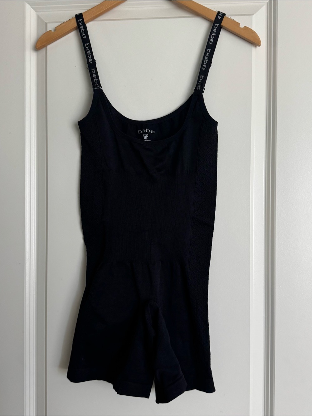 bebe Black Shaping Romper with Branded Straps